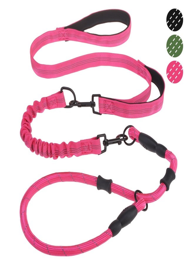 كولتيل طوق ومقود للكلاب من كولتيل مزود بمقابض مزدوجة مبطنة، مقود تدريب متين بطول 6 أقدام يمنع الشد، طوق ومقود عاكس قابل للإزالة متعدد الاستخدامات للحيوانات الأليفة مصنوع من حبل مطاطي وطوق للكلاب متوسطة وكبيرة الحجم، لون وردي - Image 1